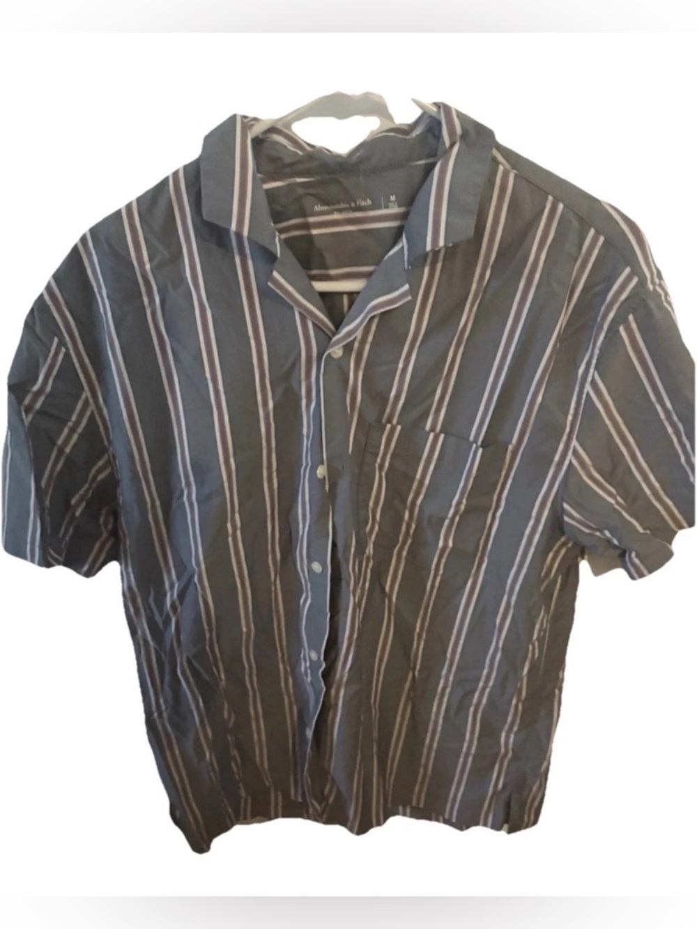 Abercrombie & Fitch Men’s Striped Button Down Shirt Med Short Sleeve